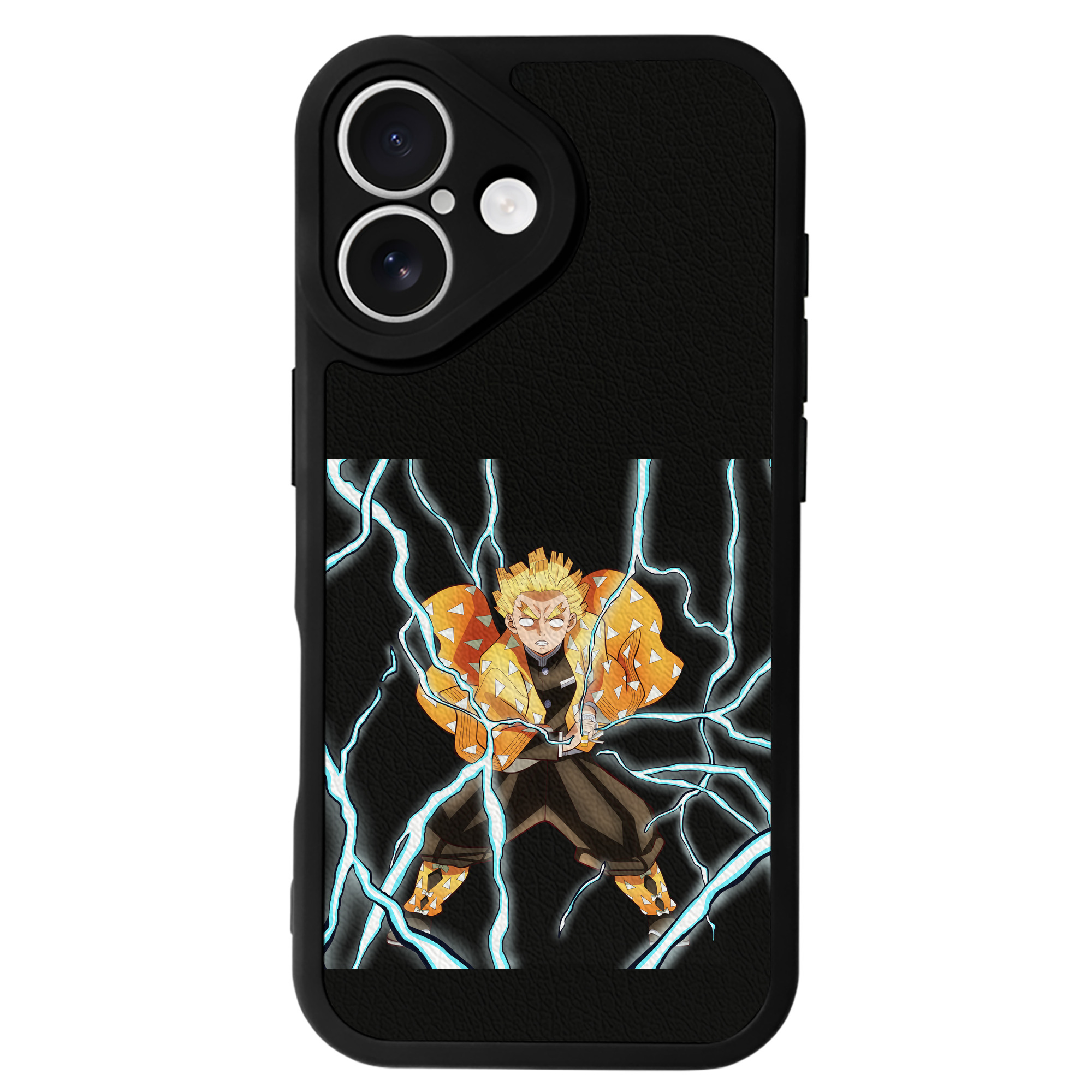 （画像用） 鬼滅の刃（きめつのやいば）我妻 善逸／あがつま ぜんいつ Agatsuma Zenitsu 【iPhone 16シリーズ対応】シリコンスマホケース（レザー調） 材質：シリコン